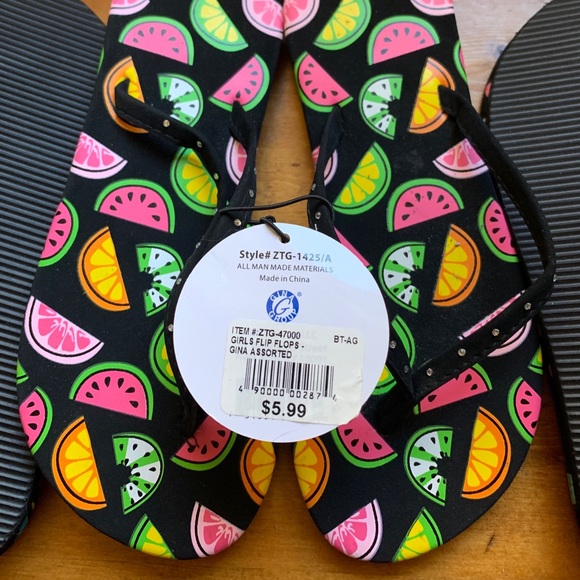 NWT 3 pairs Chatties Girls size XL/4-5 flip flops - Picture 6 of 7